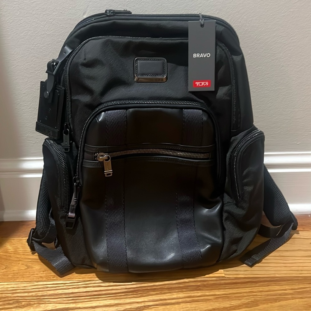 NWT Tumi unisex black backpack. The name of the bag is Bravo.
